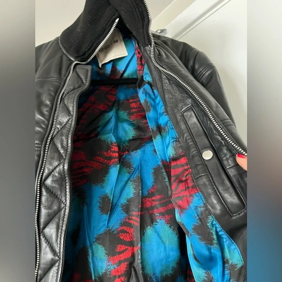 Kenzo H&m Leather Bomber Jacket Coat F/w 16 Medium Black Paris Winter